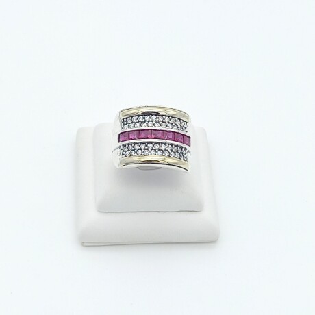 Anillo de plata 925, double de oro 18 ktes y circonias. Anillo de plata 925, double de oro 18 ktes y circonias.