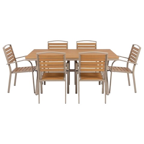 JGO MESA RECT P/JARDIN BEIGE COMB 7PZAS Unica