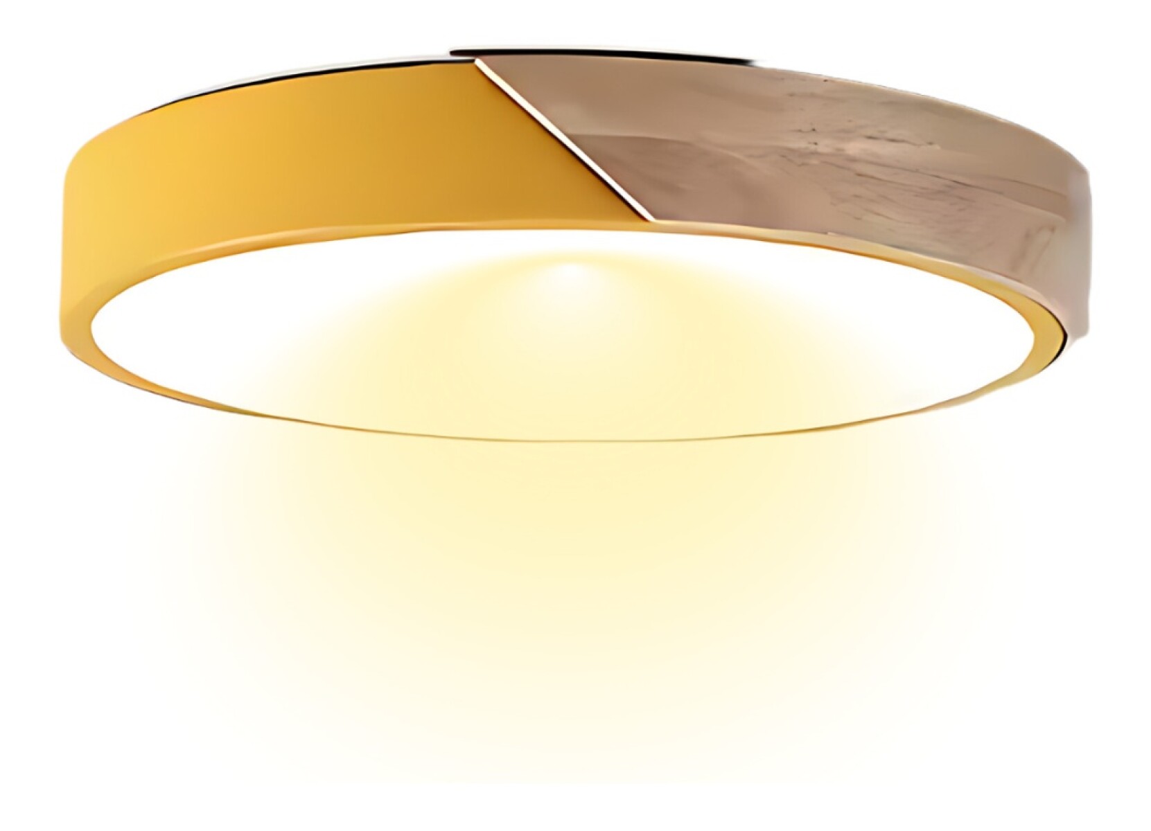 Luminaria Plafon Led Diám 30cm Metal Y Madera Luz cálida - Amarillo 