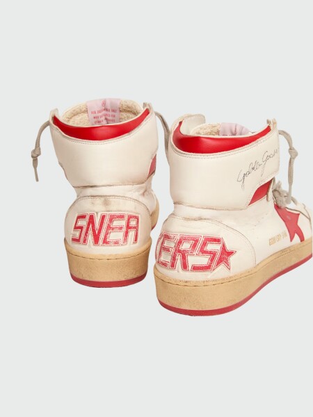 GOLDEN GOOSE - Zapatillas Sky-Star con estrella y talón rojo Alta Automática