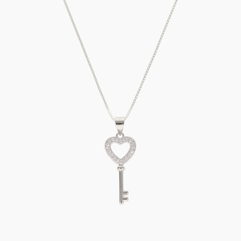 Cadena con dije de llave en plata 925 y circonias Cadena Con Dije De Llave En Plata 925 Y Circonias