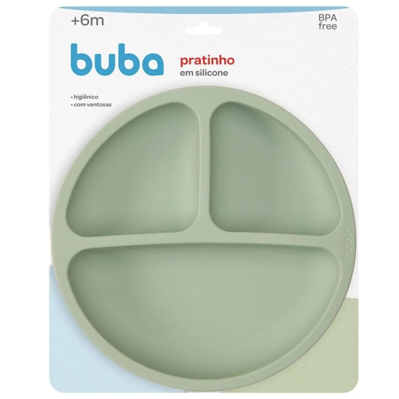 Plato Buba Con Divisiones Y Ventosa Verde Plato Buba Con Divisiones Y Ventosa Verde