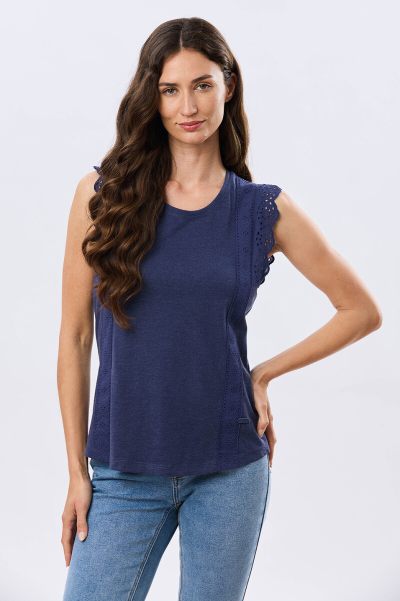 REMERA LISA DE ALGODÓN - Azul 