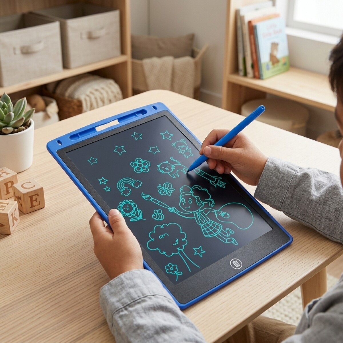 Pizarra Mágica Tableta Dibujar Infantil 16'' Pulgadas Lapiz - Color Azul 