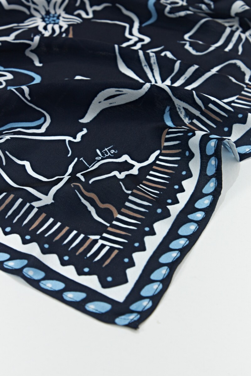 Pañuelo estampado floral abstracto azul marino