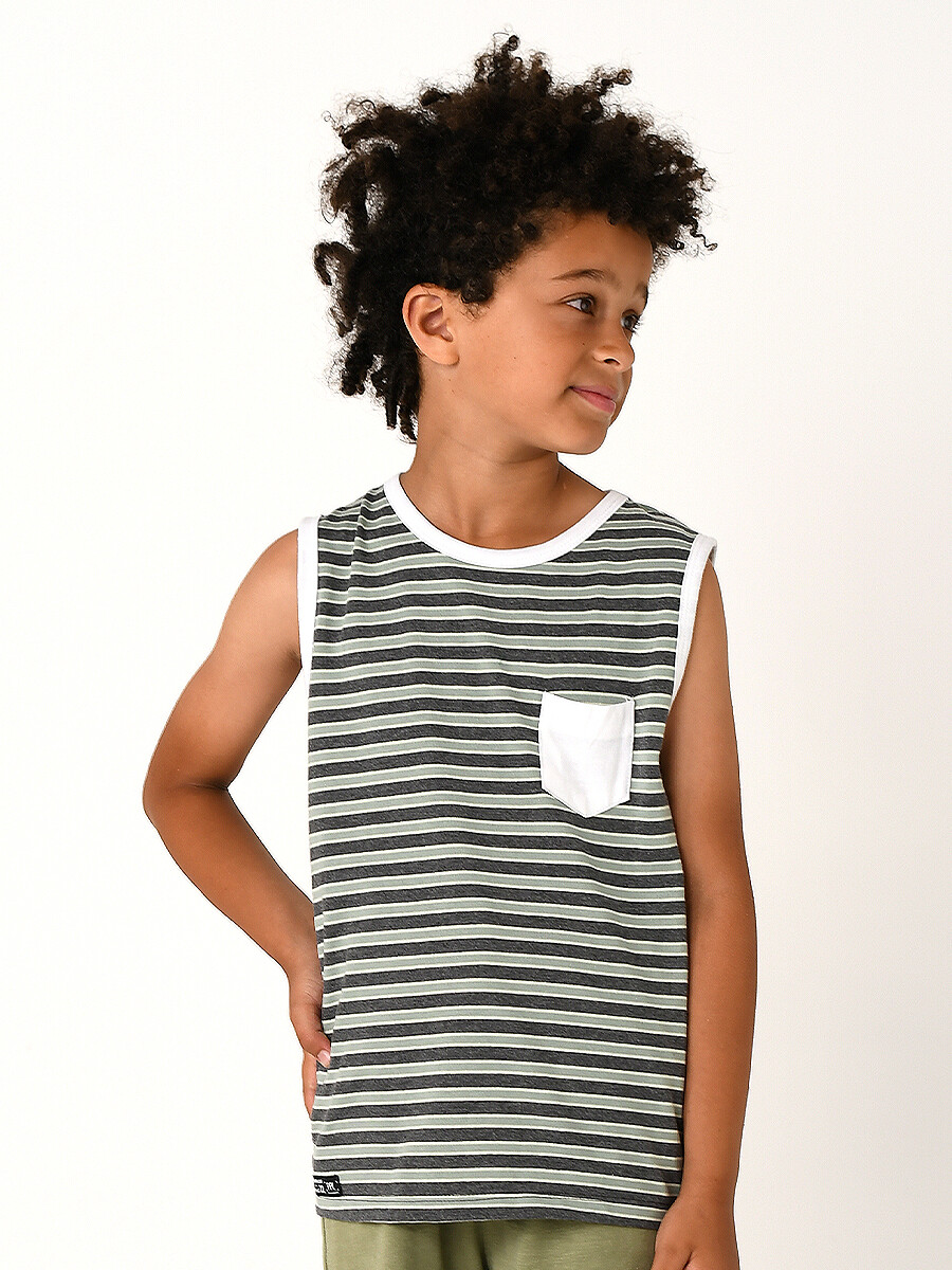 MUSCULOSA STRIPE TEEN - GRIS CLARO 