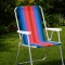Silla Alta Aluminio Clásica A Rayas NARANJA/AZUL