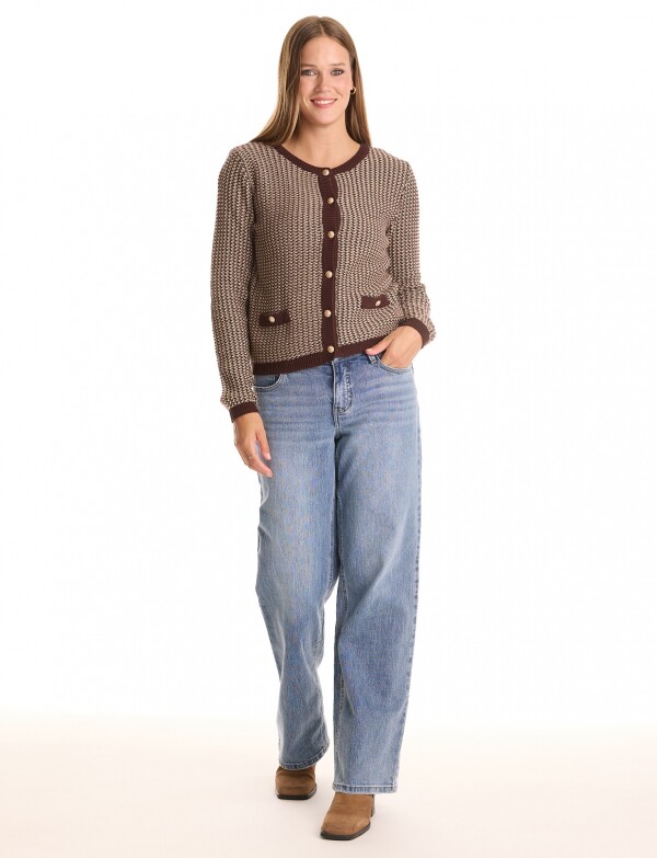 Cardigan Tweed MARRON/MULTI