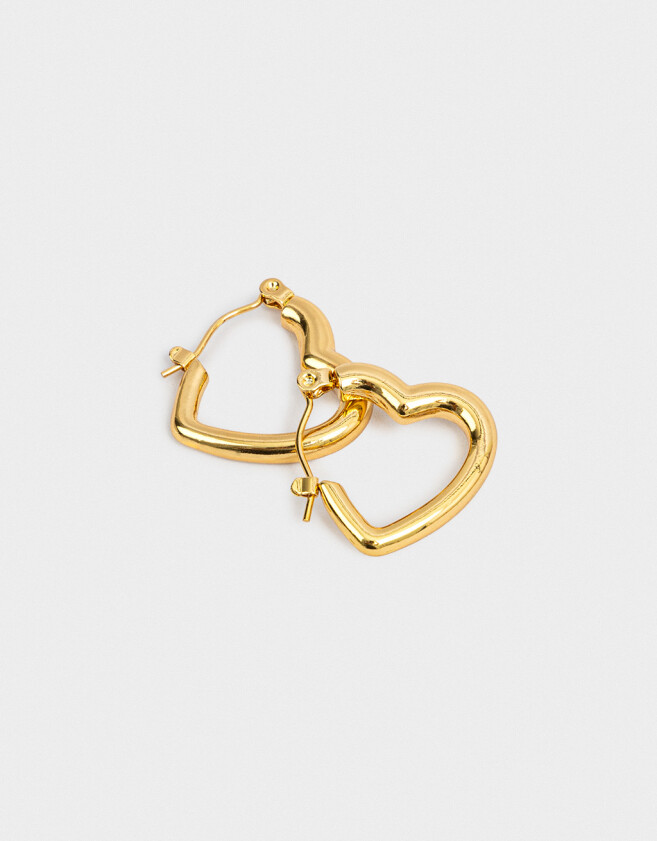 Aros Argollas Acero quirúrgico Argollas De Corazón De Acero - Dorado