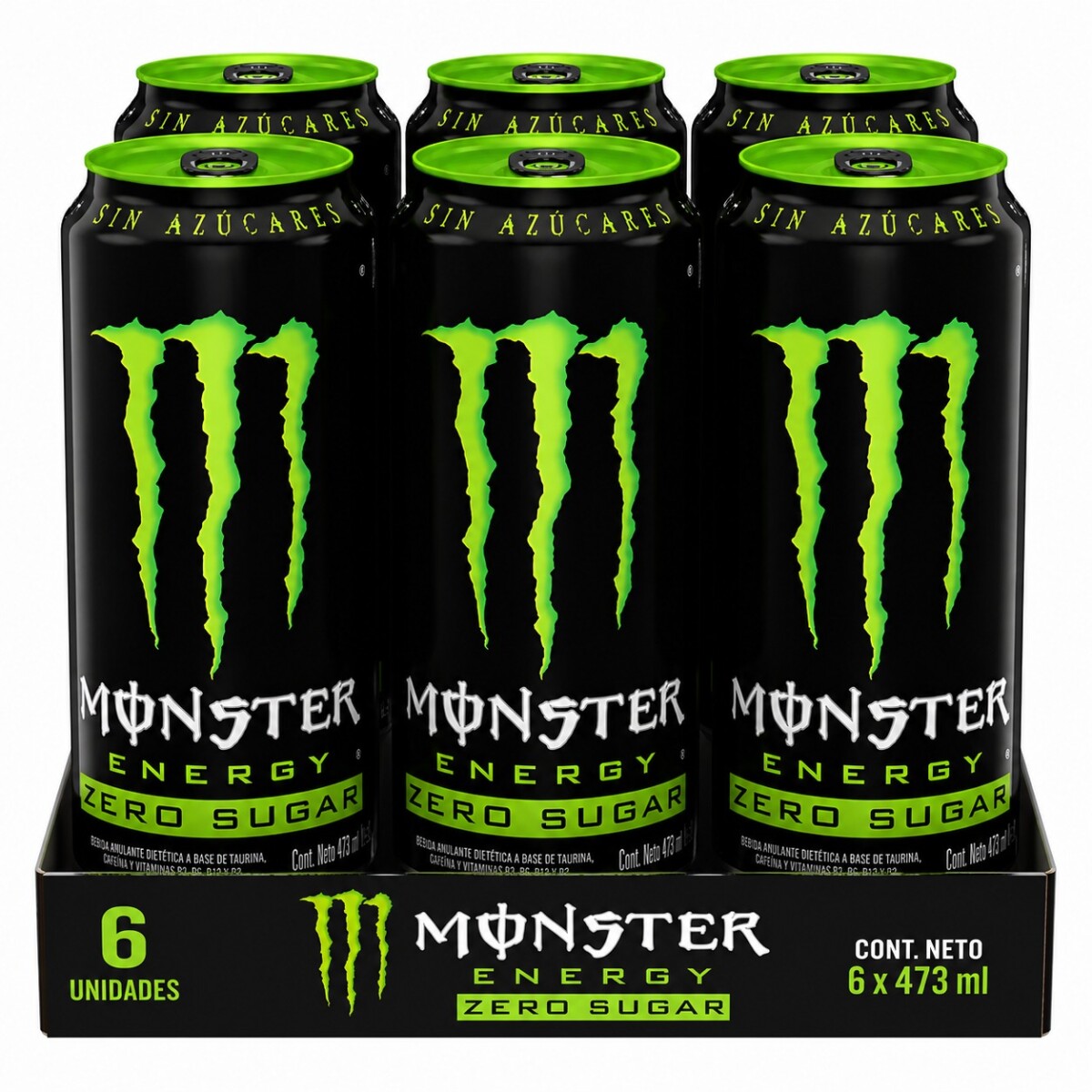 FUNDA X 6 MONSTER GREEN ZERO 473ML 101031 