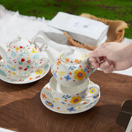 Juego De Té Floral Amarillo