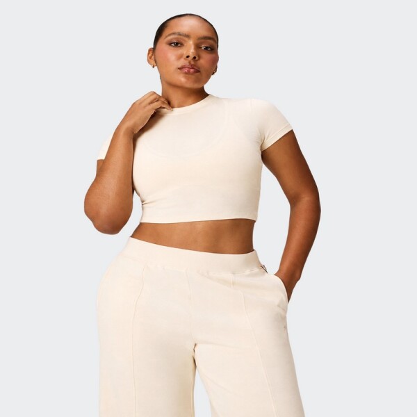 Remera Fabletics Cotton Crropped Beige