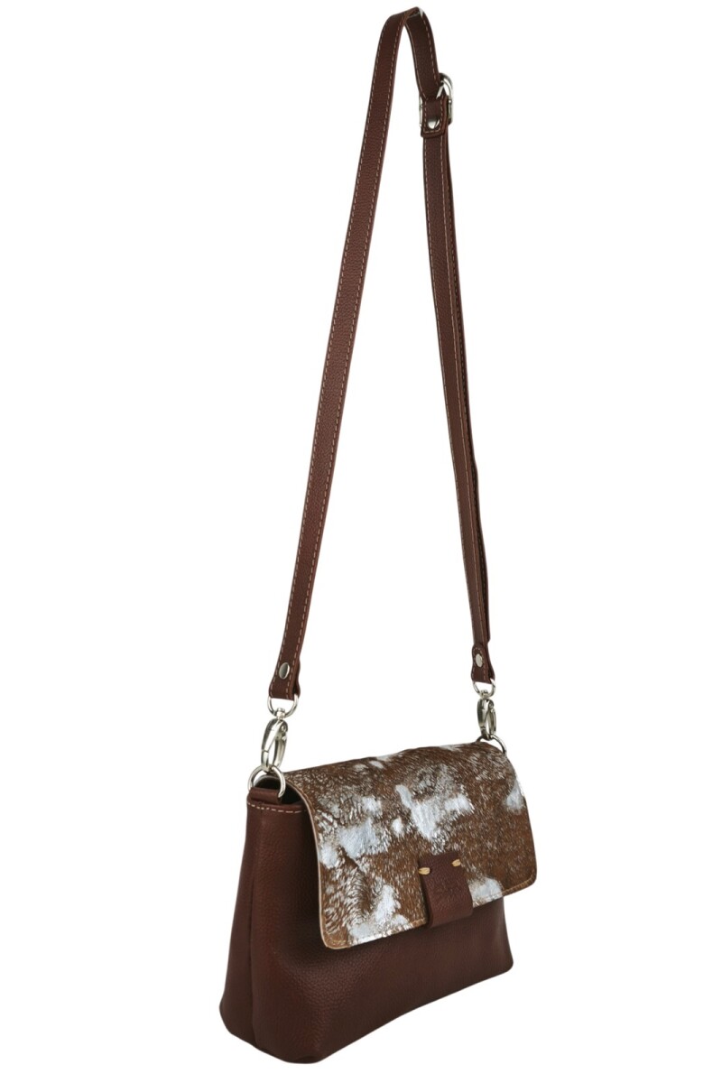 Morral con solapa combinado chico Marrón