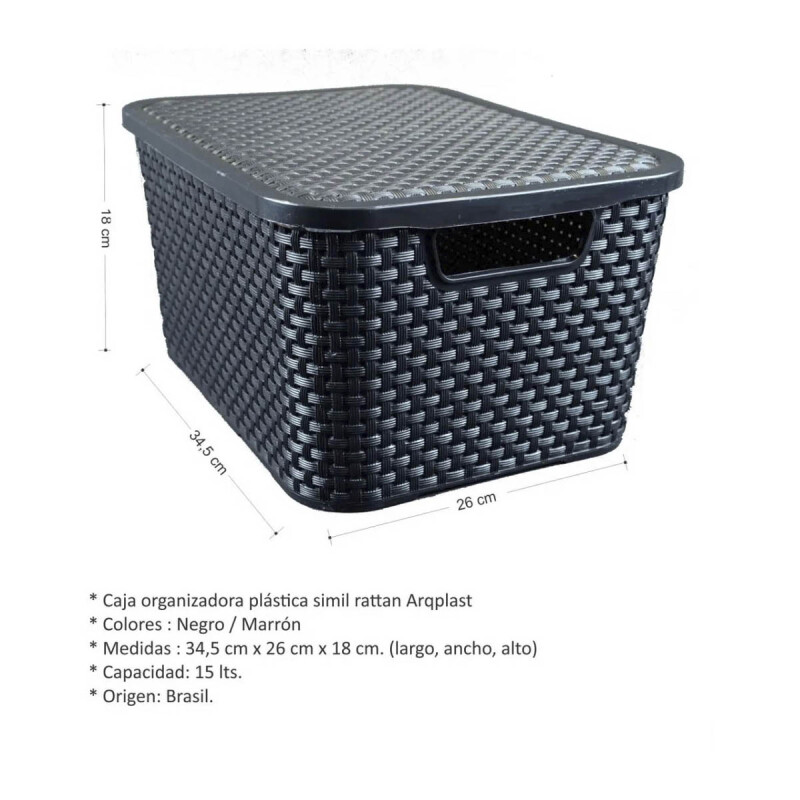 Caja ratan 15 lts NEGRO