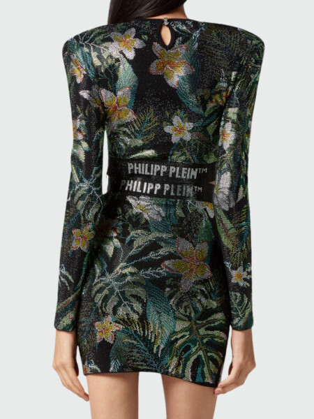 PHILIPP PLEIN - top corto manga larga con hombreras "Hawaii" Estampado