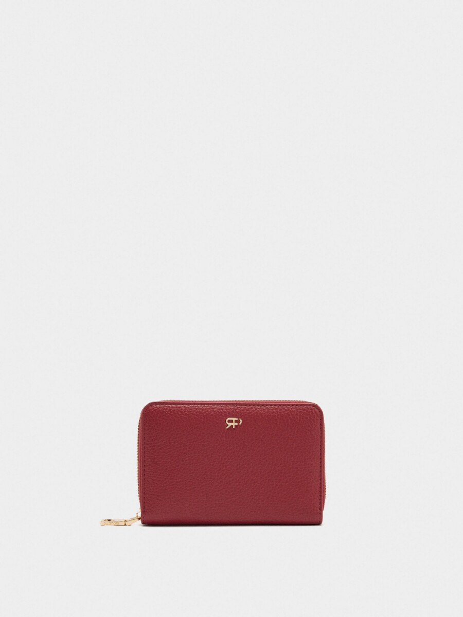 Cartera Con Textura Y Cierre De Cremallera rojo
