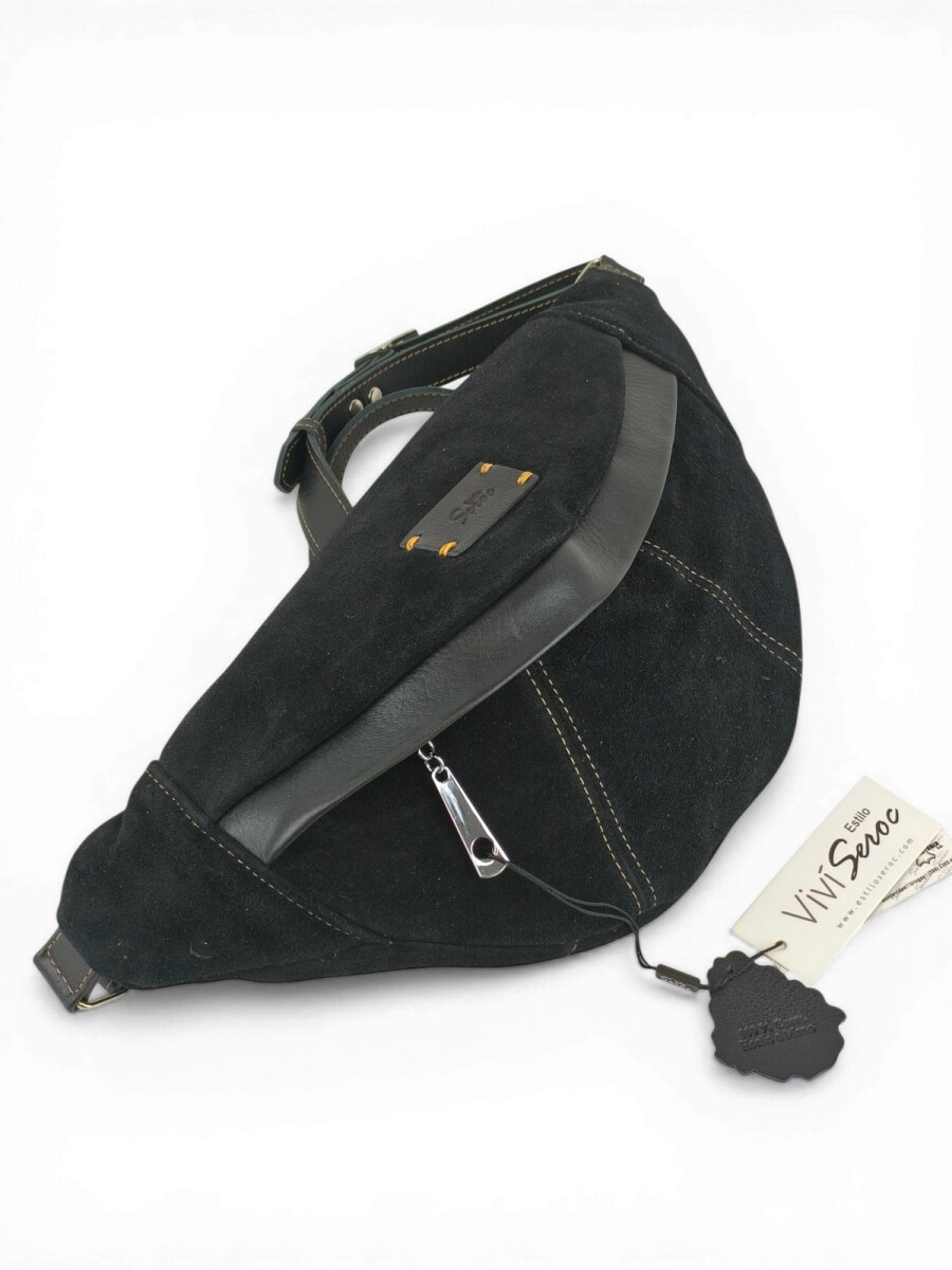 Riñonera Grande de Cuero - Negro 