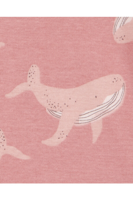 Pijama cuatro piezas de algodón, dos bermudas y dos remeras, diseño ballenas Sin color