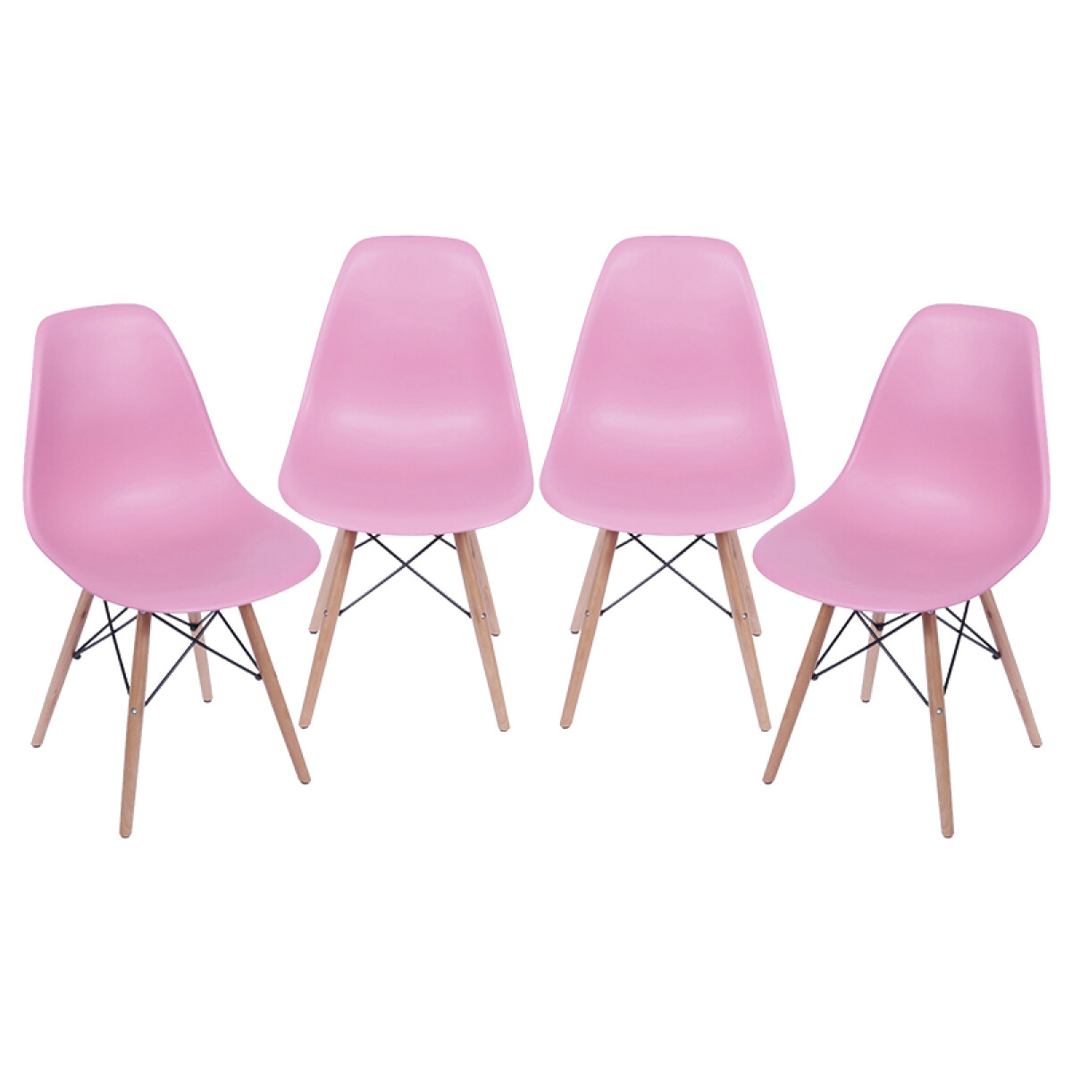 Kit x4 Silla Eames DKR Base En Madera - Rosa 