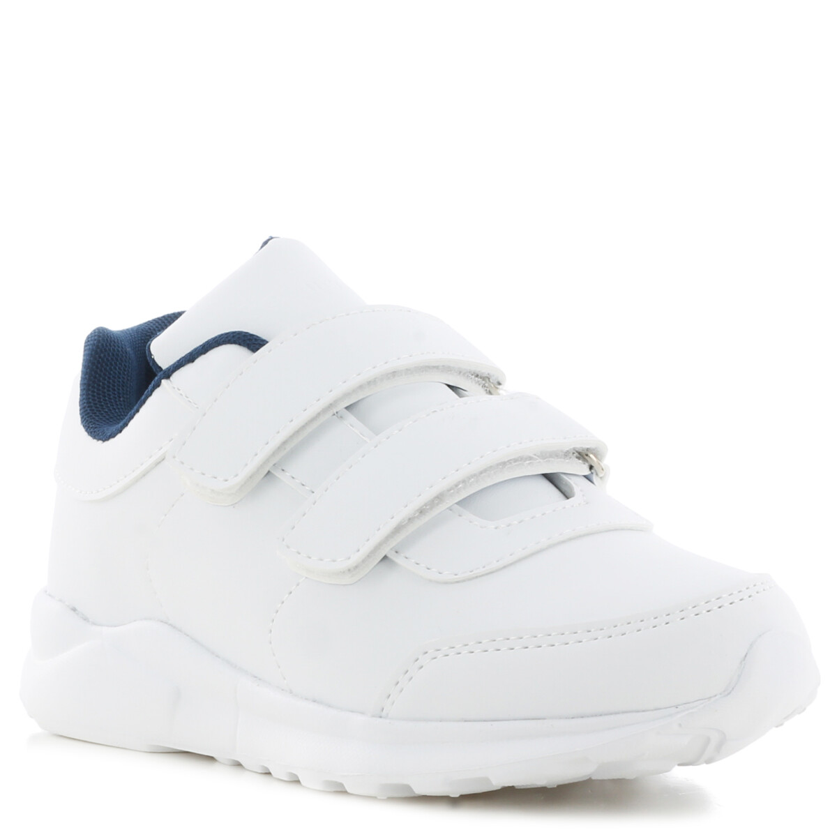 Championes Infantiles Boomerang WOODY con velcros - Blanco - Azul Marino 