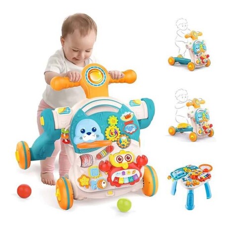 Caminador 4en1 Monopatín Buggy Mesa de Juegos Música Huanger Verde