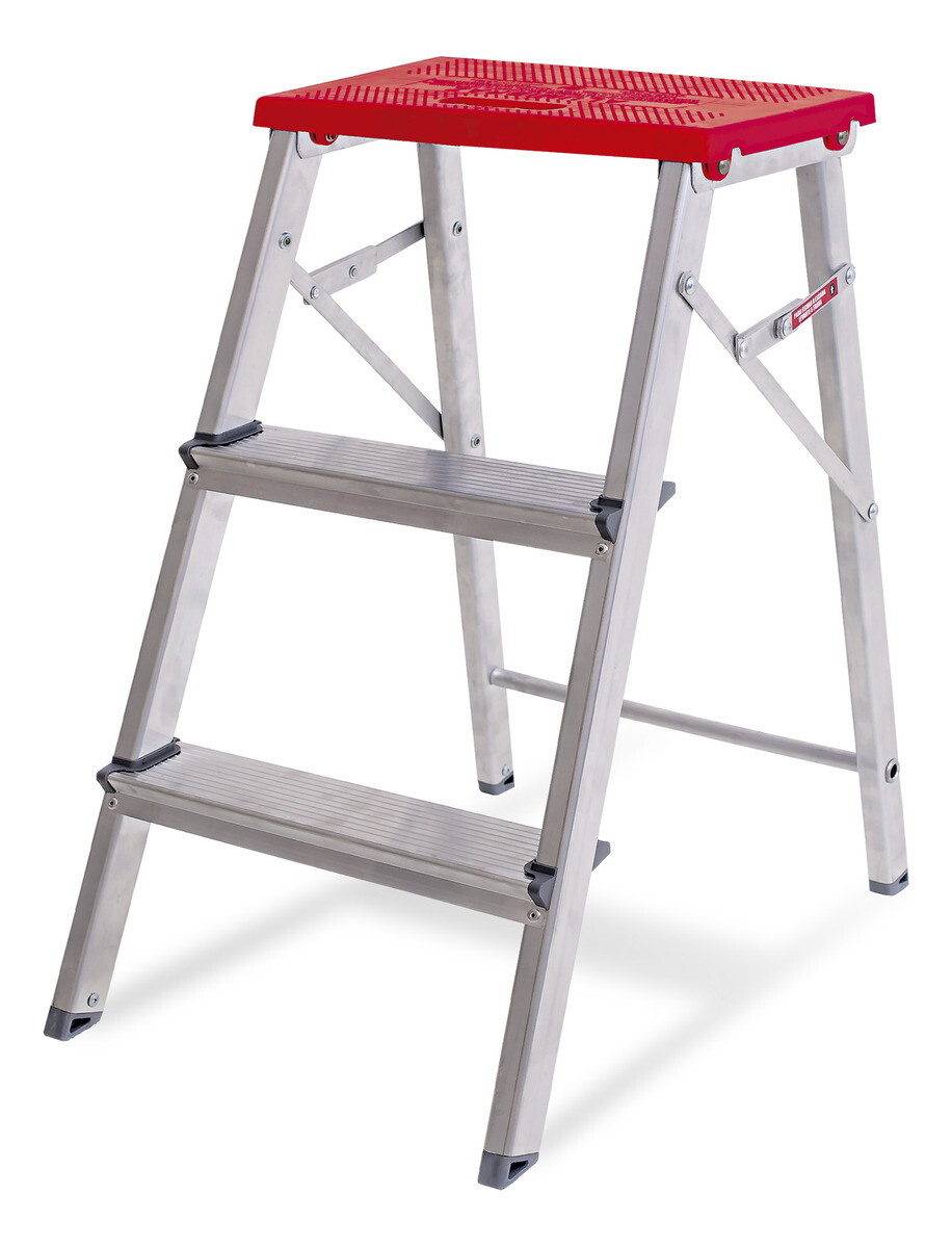 Escalera Banco Taburete De Aluminio 3 Escalones - Gris 