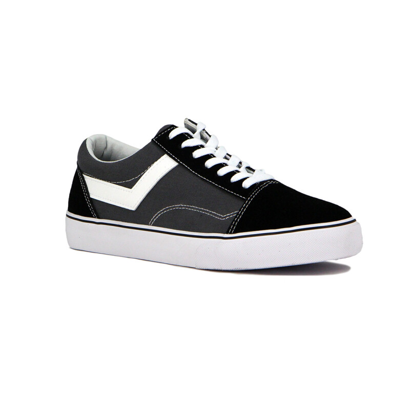 Pony Champion Old School Casual Lona-Gamuza Gris-Negro Gris-Negro