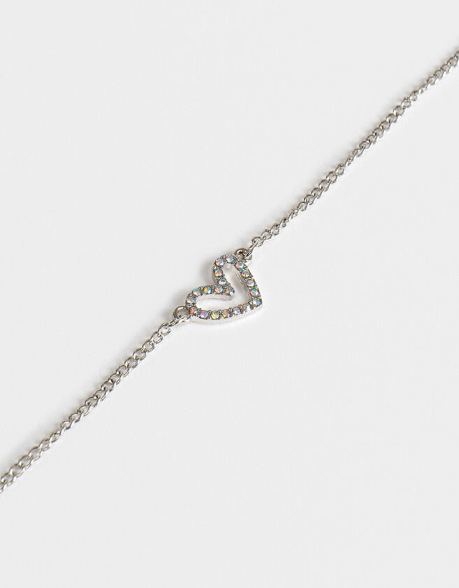 Pulseras Flexibles Con strass Pulsera Flexible Con Corazón - Plateado