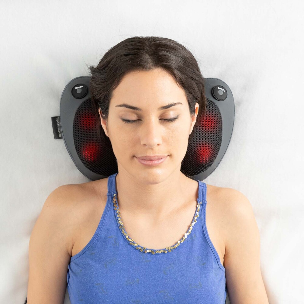 MASAJEADOR SHIATSU COMPACTO CUERO-POLIURETANO-Y-POLIESTER GRIS INNOVAGOODS