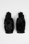 Guantes de suede con miton de pelo removible negro