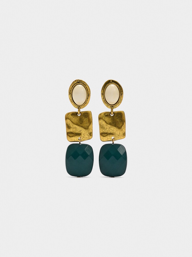 Pendientes Largos Geométricos verde