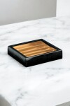 Bombonera con visor 14,5x14,5x3,5 cm. PELLE NERO