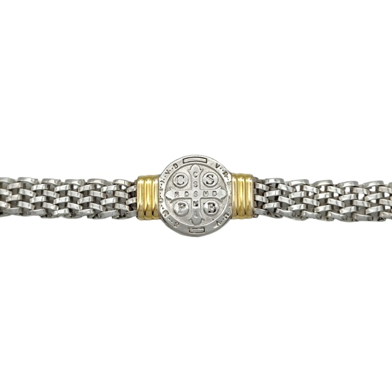 Pulsera San Benito-Plata y Oro-Sin piedra-PU5033 sinpiedra