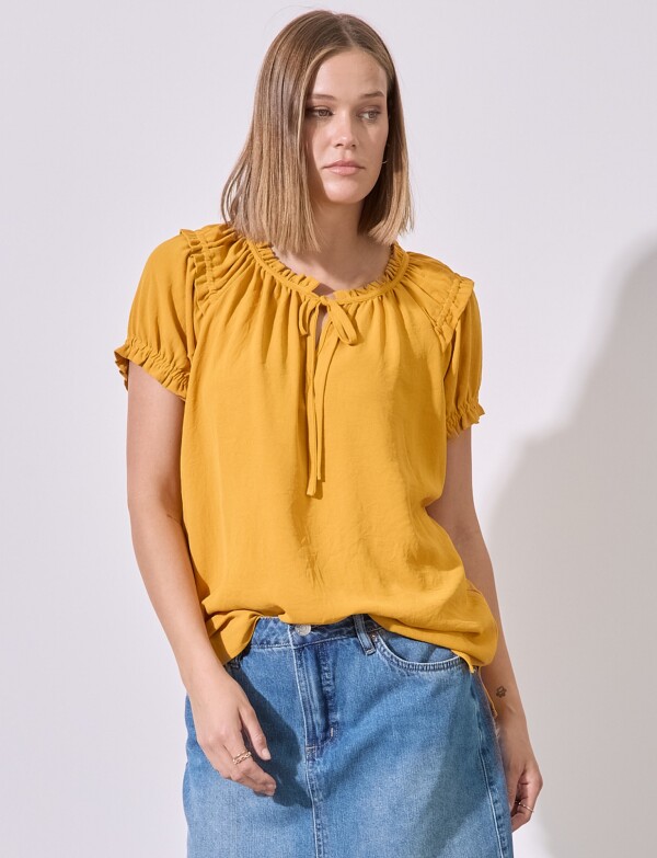 Blusa Frunces MOSTAZA