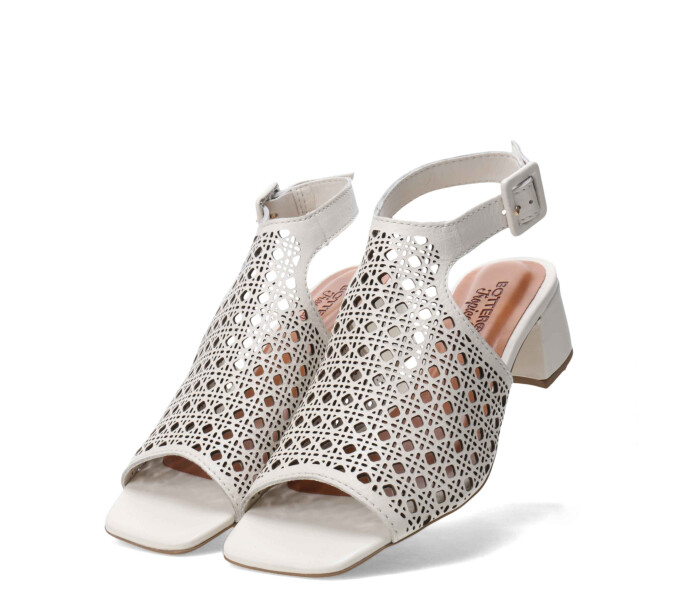 Sandalias de Mujer Bottero Calada con Taco Blanco