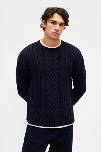 Buzo Cable Heavy Hombre New Navy