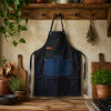 Delantal de Cocina Tela Denim con Bolsillo Frontal Jean Oscuro