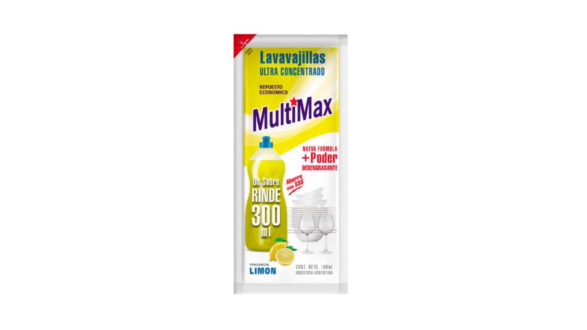 Lavavajillas ultra concentrado Limón MULTIMAX 100ml 