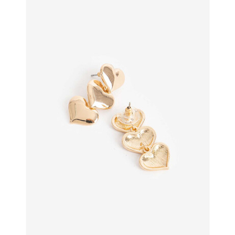 Aros Largos Corazón Bañado En Oro Dorado