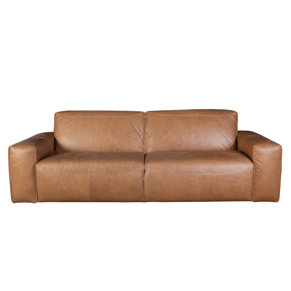 SOFA 3 CUERPOS CUERO-100-NATURAL MARRON PORTO CAMEL