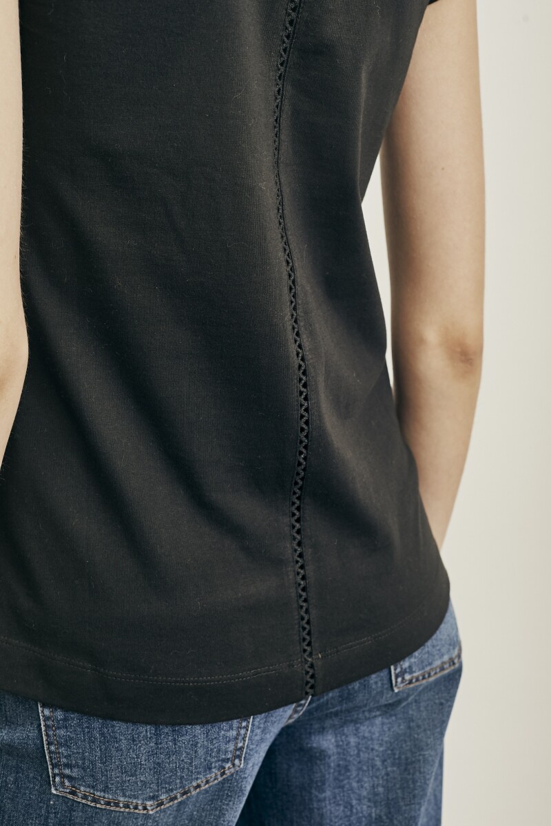 Remera Algodón Peinado Negro