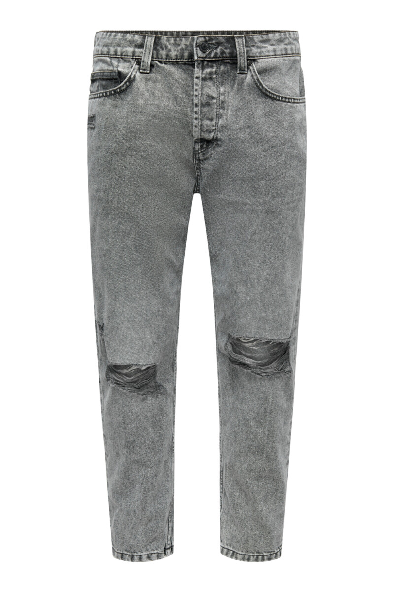 JEANS CROPPED DAMAGE Grey Denim