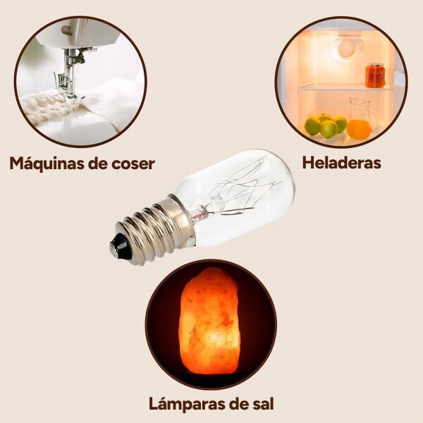 Lampara E14 Para Horno Heladera Lampara Sal 15W Luz Calidad Transparente