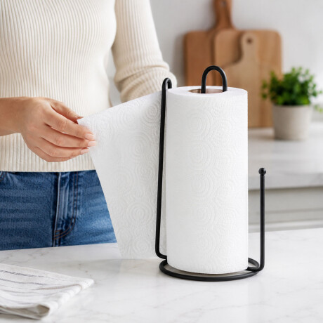 Porta Rollo Papel Baño Elegante Acero Negro