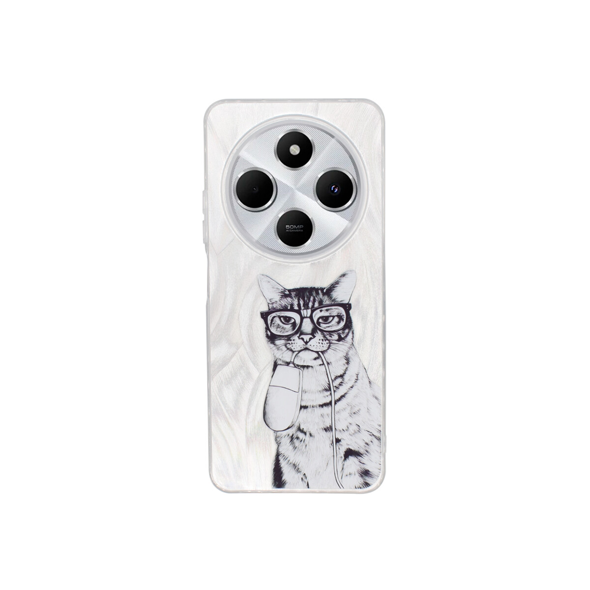 Protector para Xiaomi Redmi 14C plateado diseño gato 