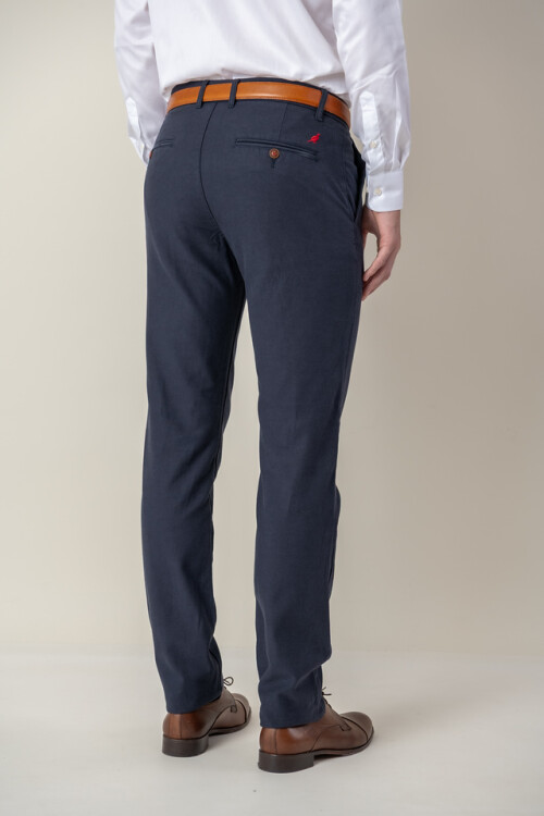 Pantalón de Tencel Slim Fit Azul