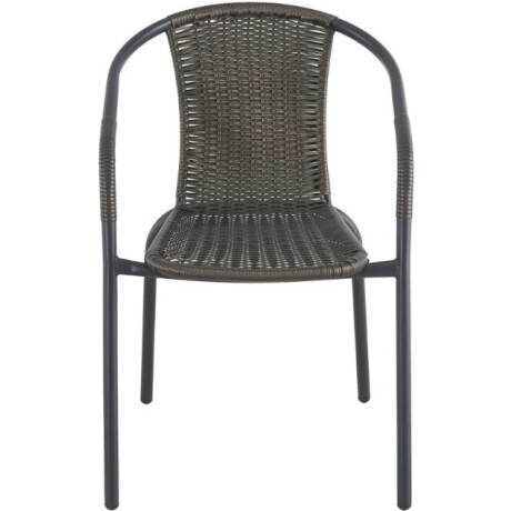 Silla de Exterior Apilable Simil Ratán Café con Apoyabrazos Silla de Exterior Apilable Simil Ratán Café con Apoyabrazos