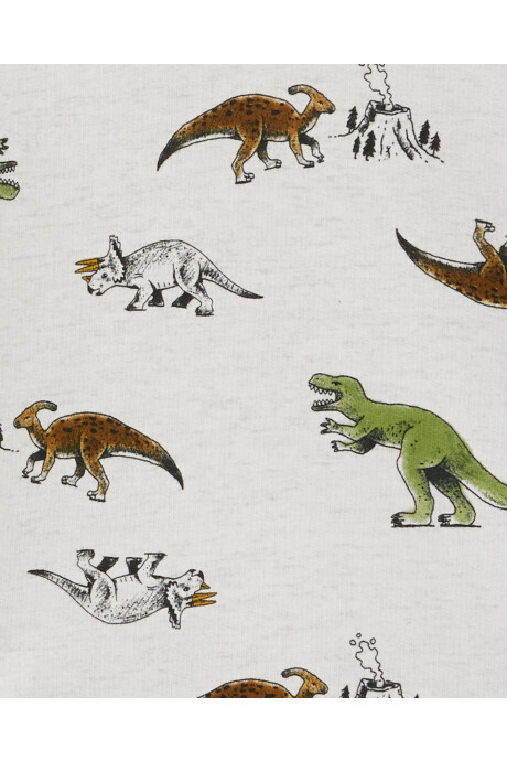 Set dos piezas pantalón y buzo con capucha de algodón, diseño dinos. Talles 6-24M Sin color
