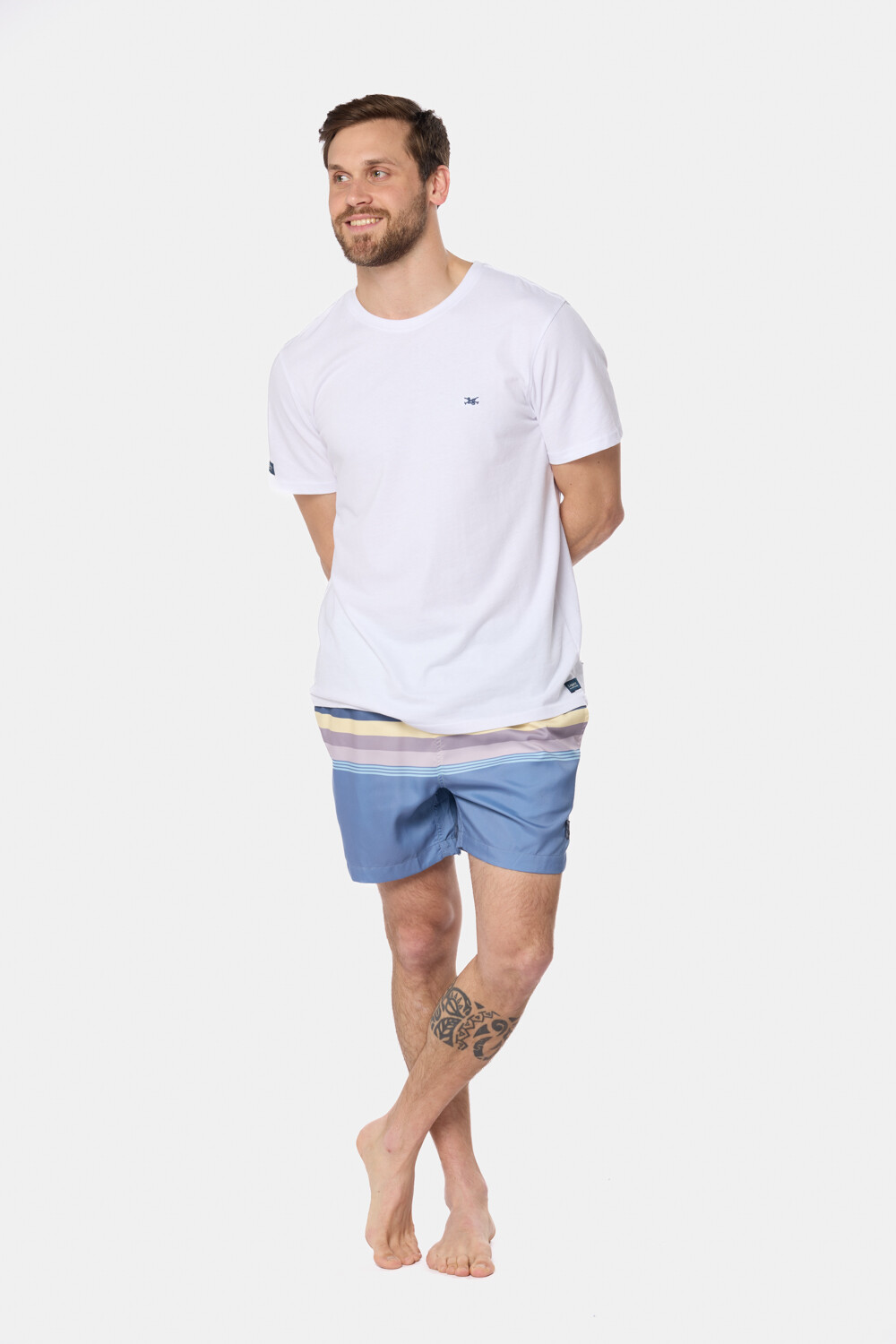 SHORT DE BAÑO RAYADO Piedra