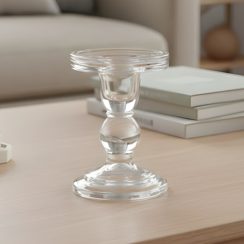 Candelabro vidrio D8.5/H8.6CM TRANSPARENTE